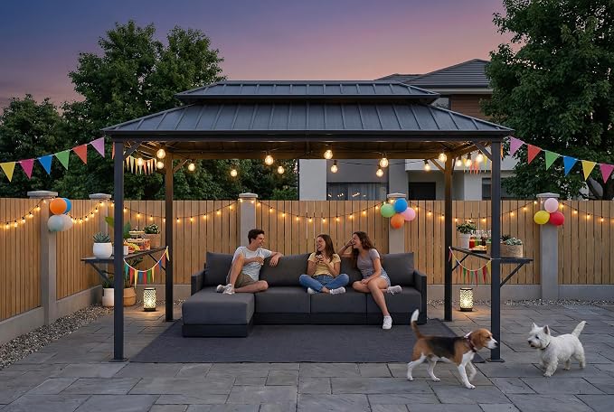 PURPLE LEAF 6.5' X 12' Hardtop Grill Gazebo by PURPLELEAF