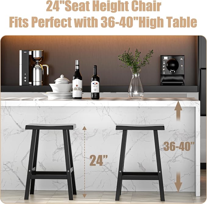 Bar Stools Set of 2, Waterproof UV-Resistant, Durable Resin Kitchen Island - Image 4