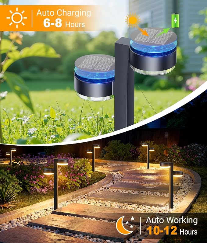 Solar Pathway Lights Outdoor Waterproof, 6 Pack - Image 3