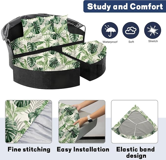 Round Cushion Covers with Attached Pillowcase, Elastic Fabric, 66 inch Diameter - Image 4