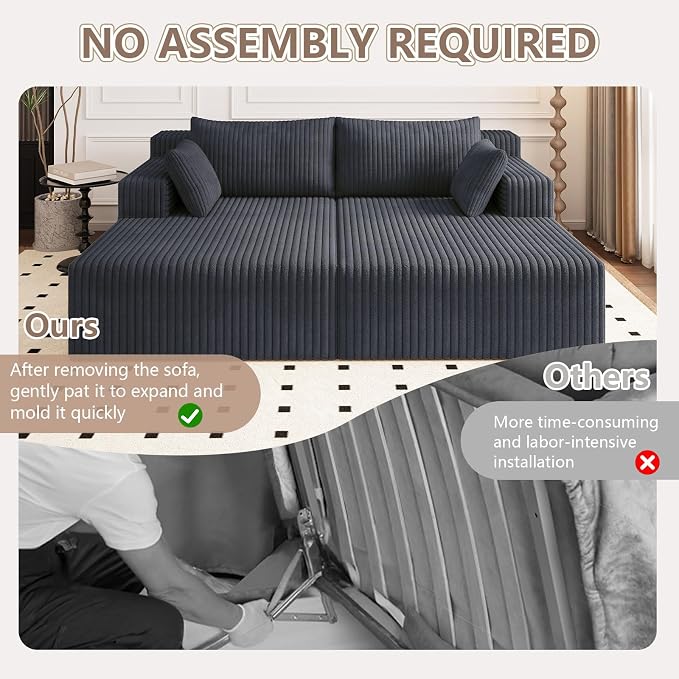 ODUWA Oversized Double Chaise Lounges Indoor, Upholstered Boneless Cloud - Image 7