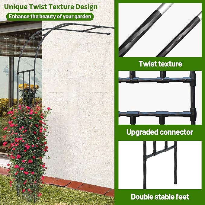 Twira Half Side Garden Arch Trellis, 7.9FT Metal Arbor Trellis - Image 2