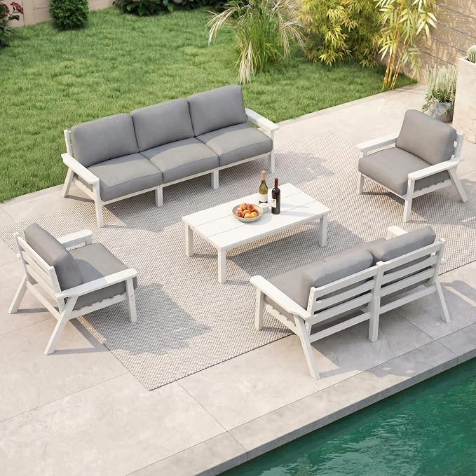 7 Piece Patio Furniture Set, HDPE Outdoor Sectional by PatioKingdom