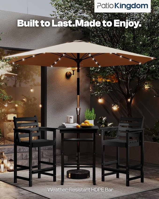5-Piece Bar Height Adirondack Chairs and Table Set, Outdoor Patio Bar Set - Image 8
