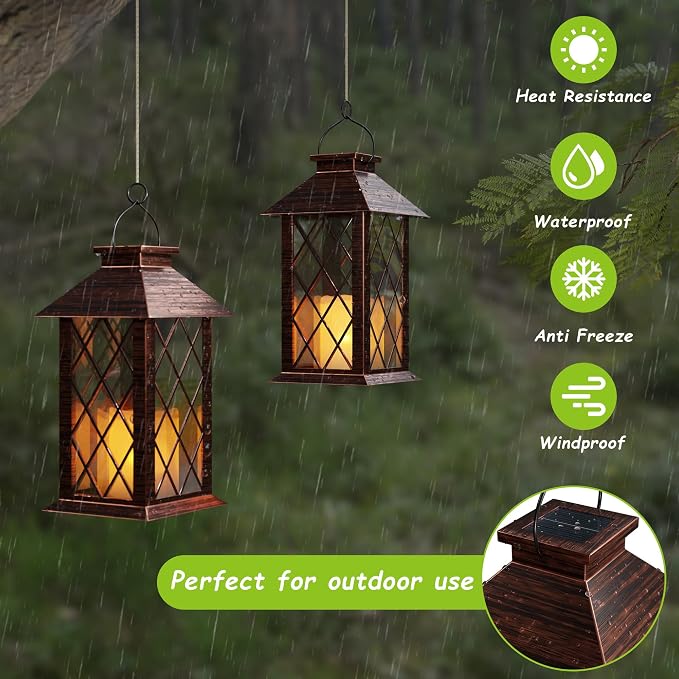 Outdoor Solar Lanterns, Waterproof Hanging Lantern - Image 3
