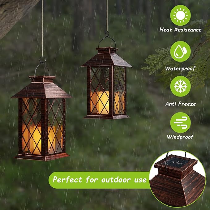 Outdoor Solar Lanterns, Waterproof Hanging Lantern - Image 3