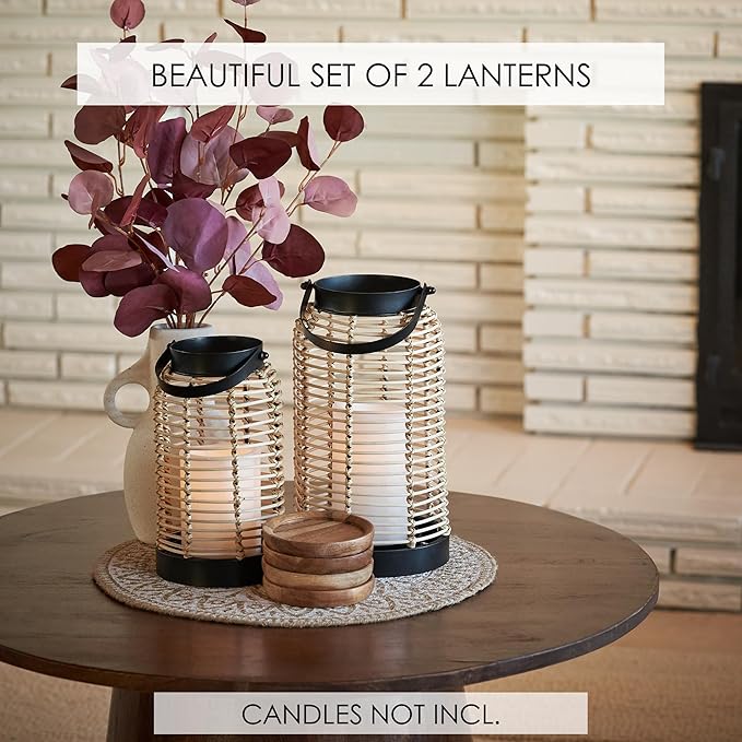 Natural Rattan Boho Lanterns - Image 4