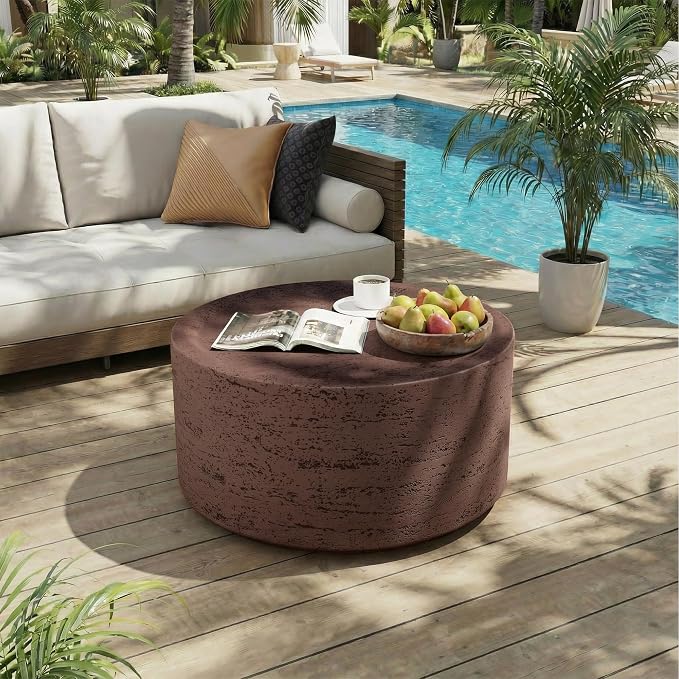 UPHA Outdoor Round Coffee Table, Small Modern Minimalist Accent Tables - Image 5