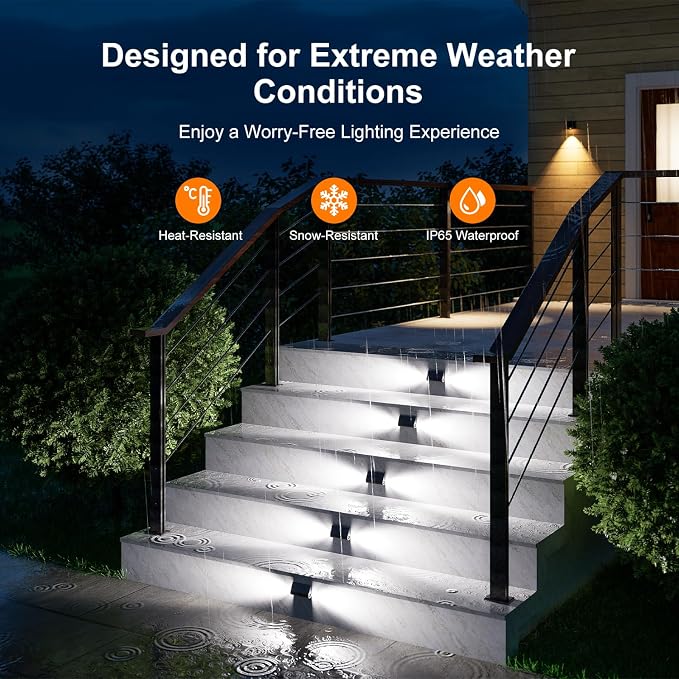12 Pack Cool White Solar Powered Stair Lights - Image 2