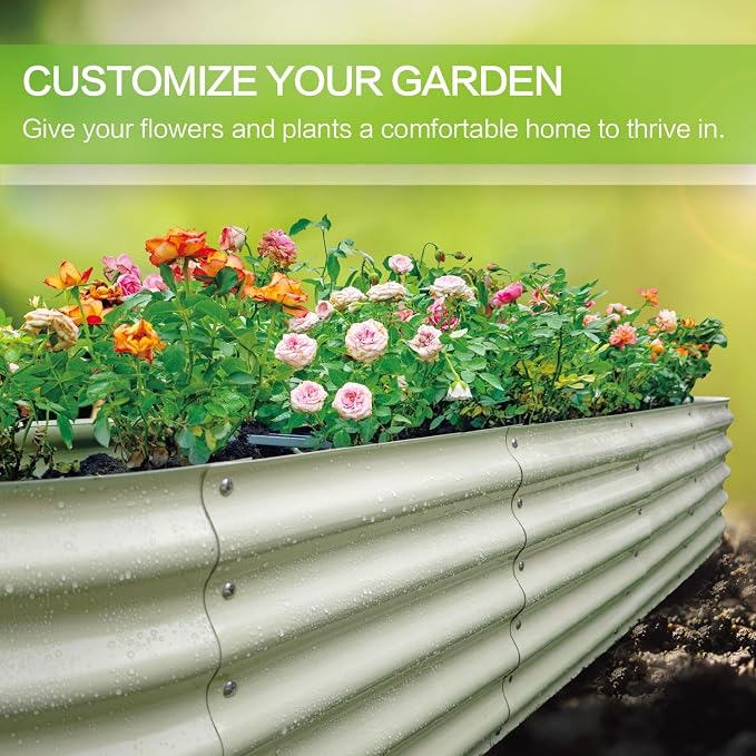 Gardmax Galvanized Raised Garden Bed, Lightweight Planter Boxes Outdoor - Image 4