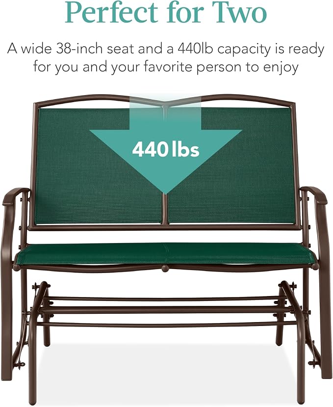Best Choice Products 2-Person Outdoor Patio Swing Glider Steel Bench Loveseat - Image 6