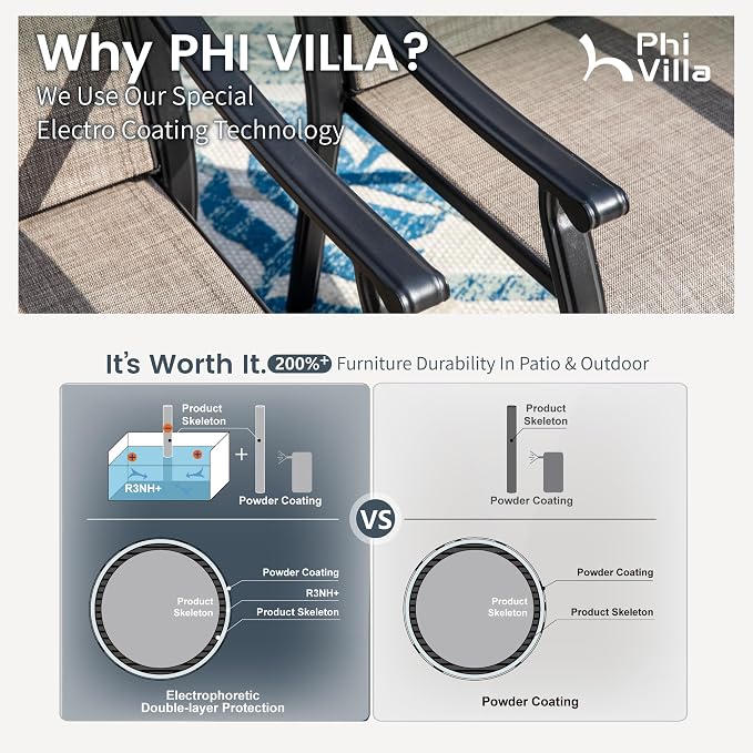 PHI VILLA Patio Dining Table and Chairs - Image 3