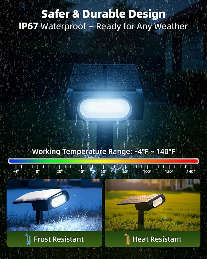 EZVALO Solar Spot Lights Outdoor IP67 Waterproof, Adjustable Solar Landscape - Image 5