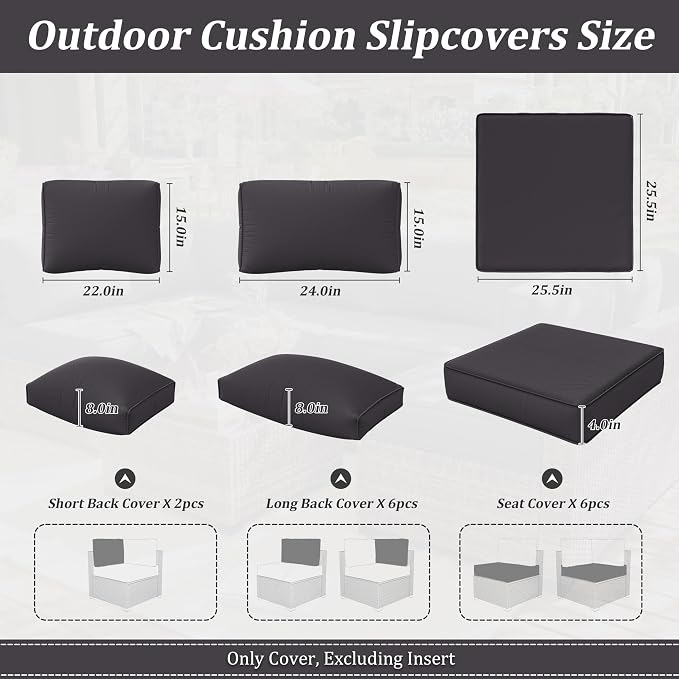 14 Pcs Outdoor Cushion Slipcovers Outdoor Patio Cushion Covers Replacement - Image 3