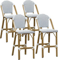 PURPLE LEAF Outdoor Bar Stools Set of 4 Bamboo 30'' Patio Bar Stool Print by PURPLELEAF