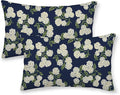 Navy Blue Spring Pillow Covers 12x20 Inch 2 Pcs Green Yellow Hydrangea Flower by DAFENA