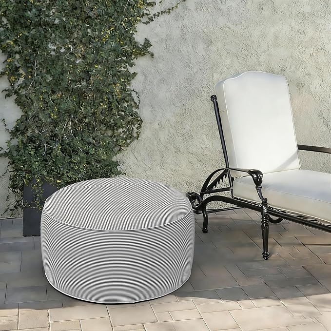 LVTXIII Indoor/Outdoor Extra Large Inflatable Ottoman Pouf D31 x H14 Inch - Image 2