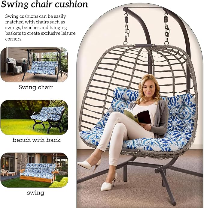 Outside Benches Cushion with Backrest, Thicken Waterproof Swing Cushions 2/3 - Image 2