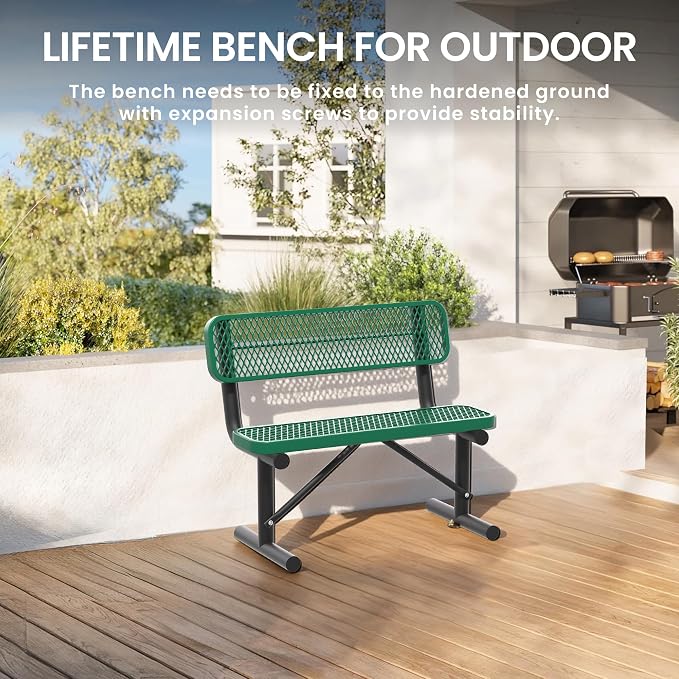 4 Feet Heavy Duty Metal Park Bench - Image 5