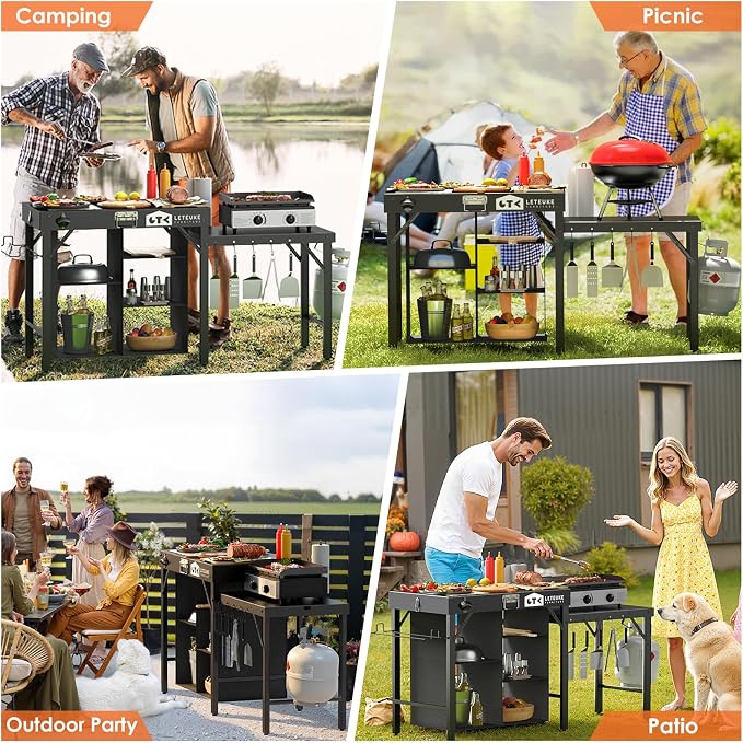 Leteuke Grill Table for Blackstone Griddle, Portable Foldable Grill Table - Image 7