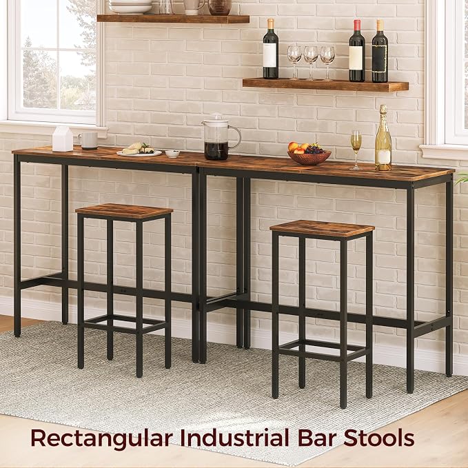 Set of 2 Bar Stools, 29.5" Tall Counter Bar Stools, Kitchen Breakfast Bar Chairs - Image 4