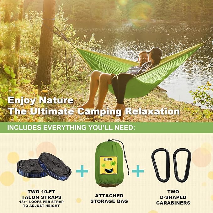 SZHLUX Camping Hammock Double & Single Portable Hammocks - Image 3