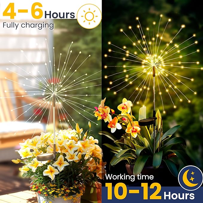 GIGALUMI Garden Decor Outdoor Lights 120LED 8Pack, Solar Garden Lights - Image 5