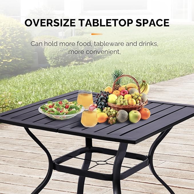 VINGLI 36" Square Patio Table for 4, Metal Outdoor Dining Table - Image 6