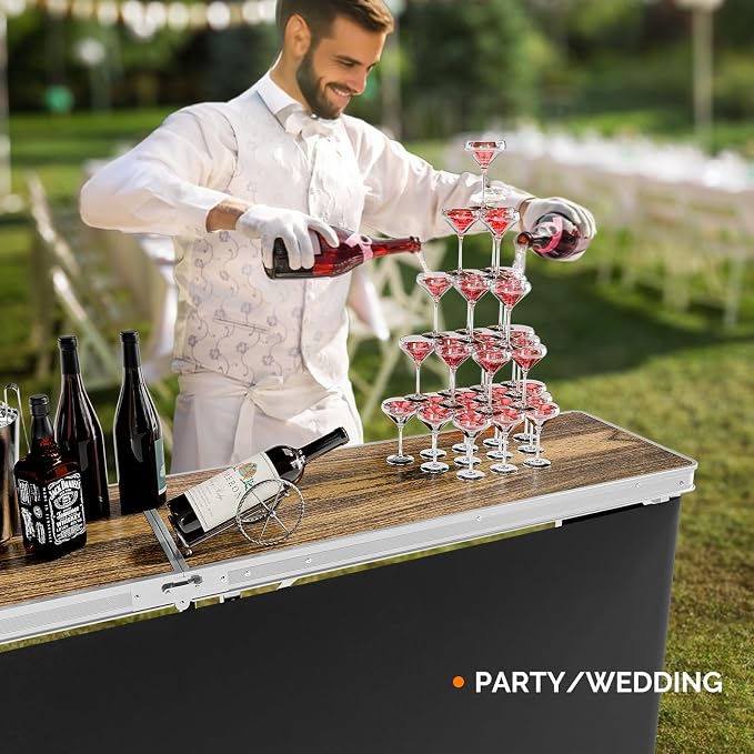 VINGLI 78" Portable Bar Table, 2-Tier Shelves, Mobile Bar Table - Image 2