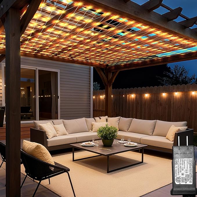 Lovelite 13ft x 13ft Net Lights Outdoor, 400LED Large Gazebo Lights 8 Modes by Lovelite