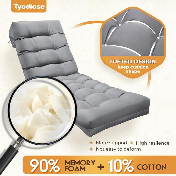 Outdoor Lounge Chair Cushion, Waterproof Chaise Lounge Cushions Replacement - Image 5