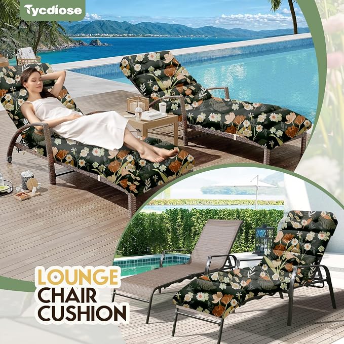 All Weather Chaise Lounge Cushions Outdoor Lounge Chair Cushion, Waterproof - Image 6