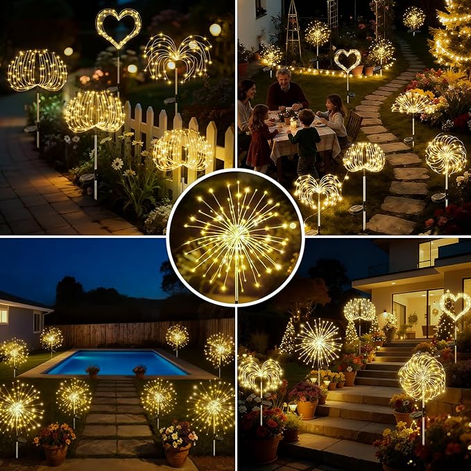 btfarm 1 Pack Solar Garden Lights Outdoor, 8 Modes Firework Lights Solar Powered - Image 7