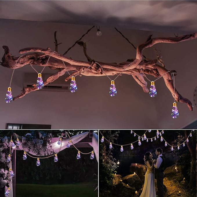 Solar Outdoor String Lights, 20Ft Vintage Rope Hemp Solar Patio Lights - Image 7