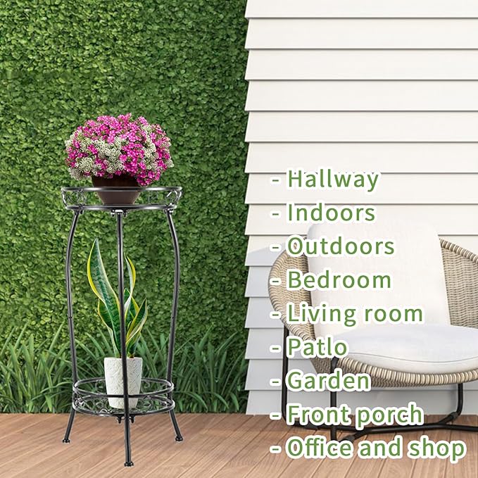Plant Stand Indoor Outdoor，Tall Black Metal Rustproof Stable Plant Stands，2 - Image 5