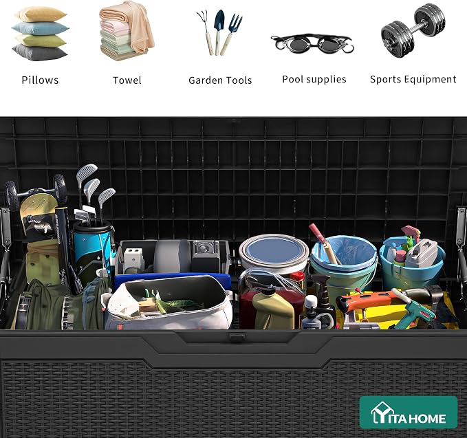 YITAHOME 80 Gallon Resin Deck Box, Weather Resistant Outdoor Rattan Storage Box - Image 2
