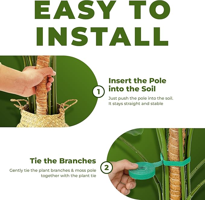 2 Pack 28 Inch Bendable Moss Pole Monstera Plant Support Stakes - Image 6