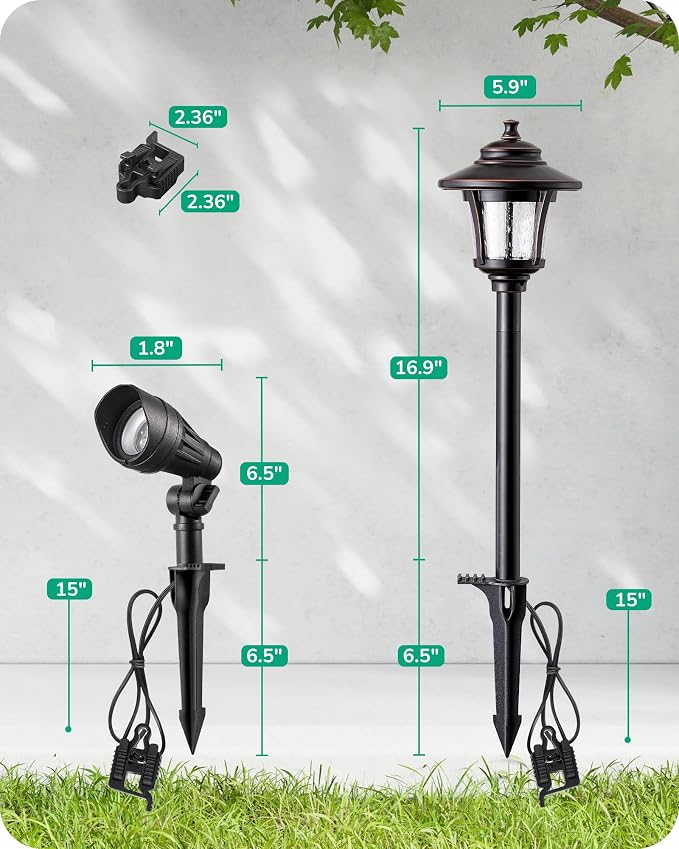 EDISHINE 8 Pack Low Voltage Landscape Lights Kit, 3W 120LM LED Pathway Lights & - Image 8