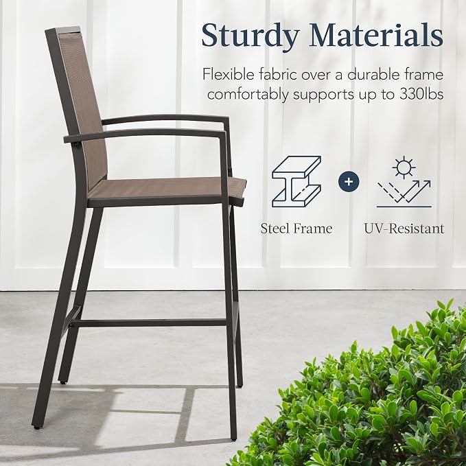 Best Choice Products Outdoor Bar Stools Set of 2, Bar Height, Patio Furniture - Image 5