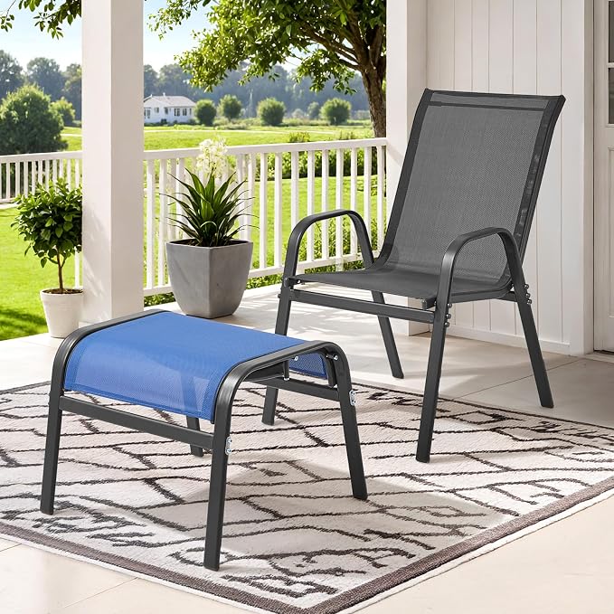 ONBRILL Outdoor Ottoman Set of 2, All Weather Outdoor Foot Stool - Image 2