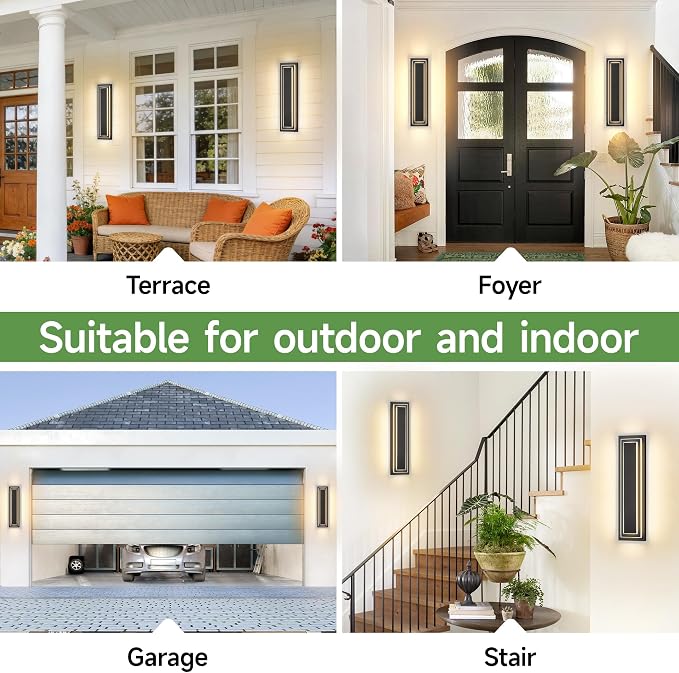. Modern Outdoor Wall Light, 2-Tier Black Exterior Lighting Fixtures - Image 4