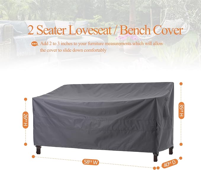 WJ-X3 2-Seater Outdoor Loveseat Covers, Heavy Duty Patio Couch Covers, Patio - Image 7