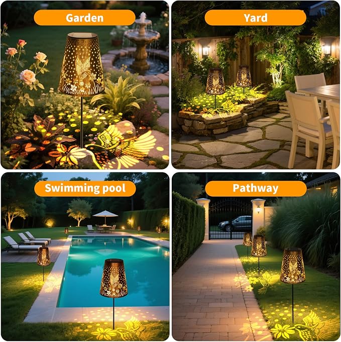 Solar Pathway Lights Outdoor, LED Bright Metal Retro Waterproof, Outside - Image 6