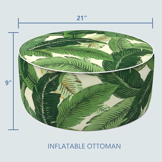 LVTXIII Outdoor/Indoor Round Inflatable Ottoman, All Weather Patio Footstool - Image 3