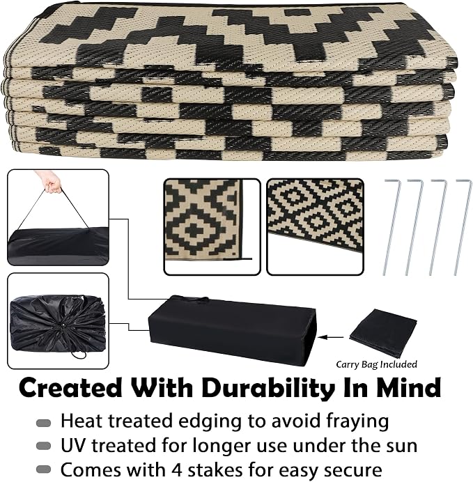 SAND MINE Reversible Mats, Plastic Straw Rug, Modern Area Rug, Large Floor Mat - Image 4