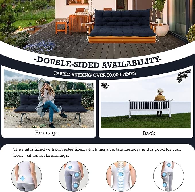 Outside Benches Cushion with Backrest, Thicken Waterproof Swing Cushions 2/3 - Image 4