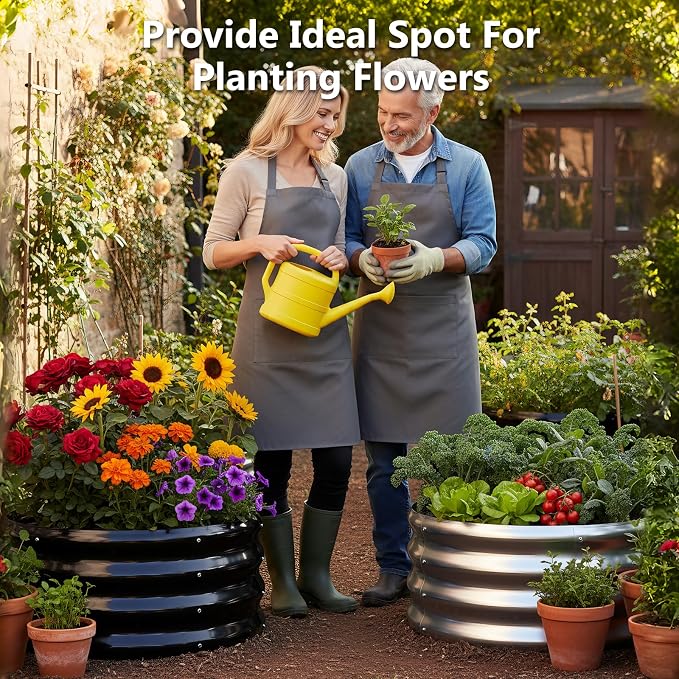 3 Pcs 2x2x1ft Round Galvanized Raised Garden Bed Planter Boxes Outdoor - Image 4