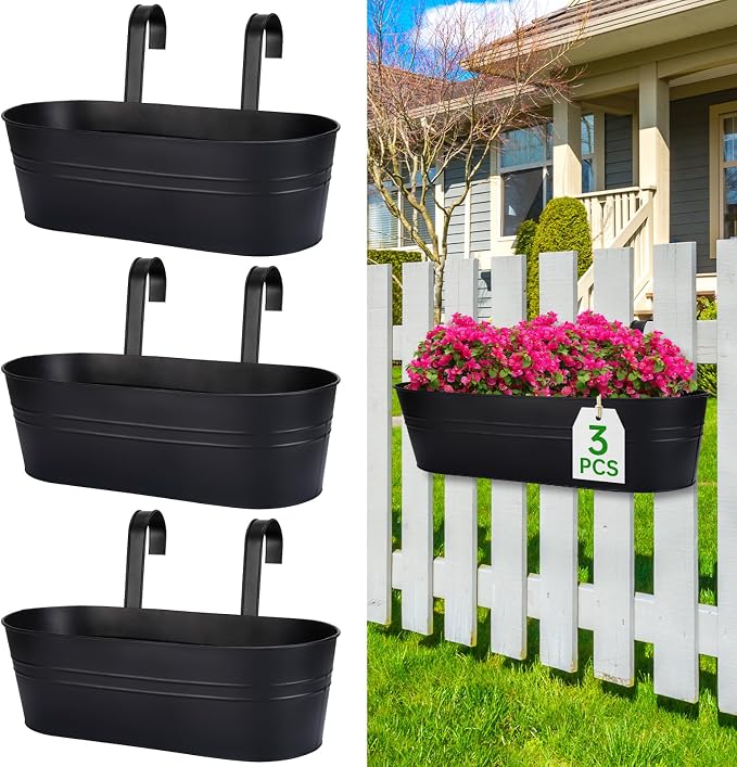 OGIMA Railing Planter Box, 3 Pack 16" Large Hanging Planters by OGIMA