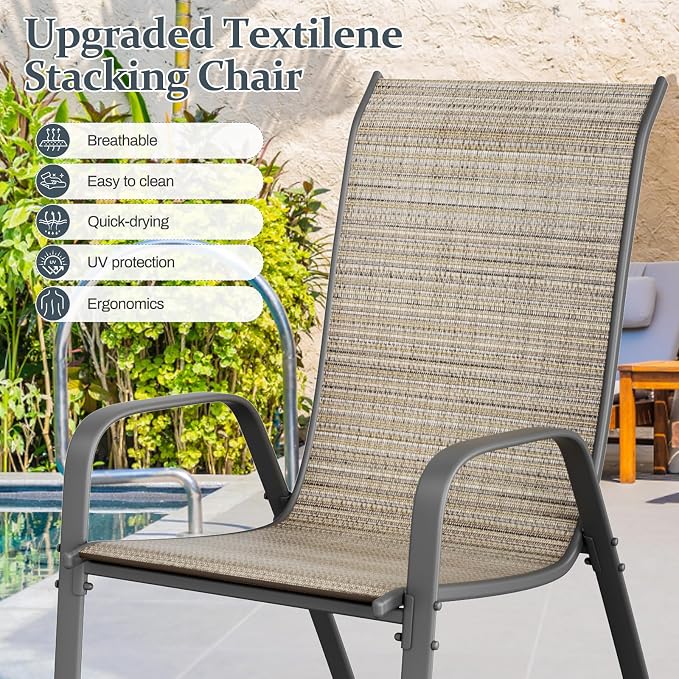 TLSUNNY 7 Pieces Patio Dining Set, Outdoor Table and Chairs W/1.69″ Umbrella - Image 8