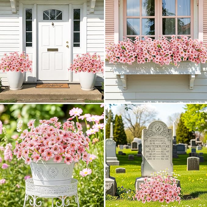 MACTING Artificial Flowers for Outdoors 6 Bundles UV Resistant Fake Flowers No - Image 2